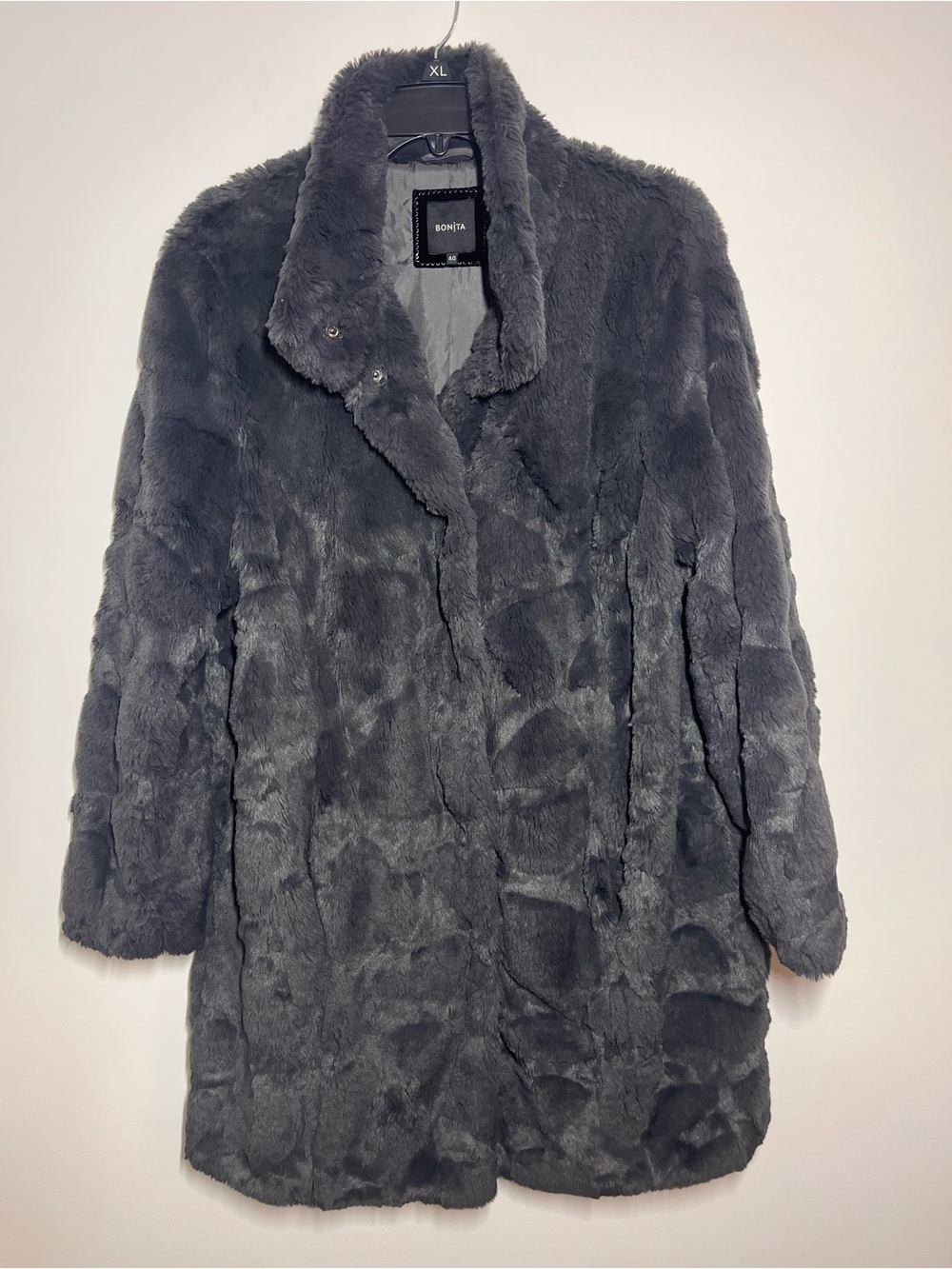 Plush Teddy Coat in Charcoal Gray